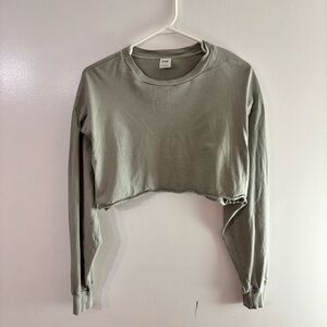 TNA Sage Green Long Sleeve Crop Top
